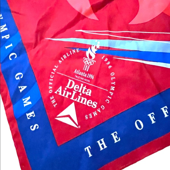 1996 Red Delta wings Olympic silk scarf Limited ed Rare - Picture 3 of 7